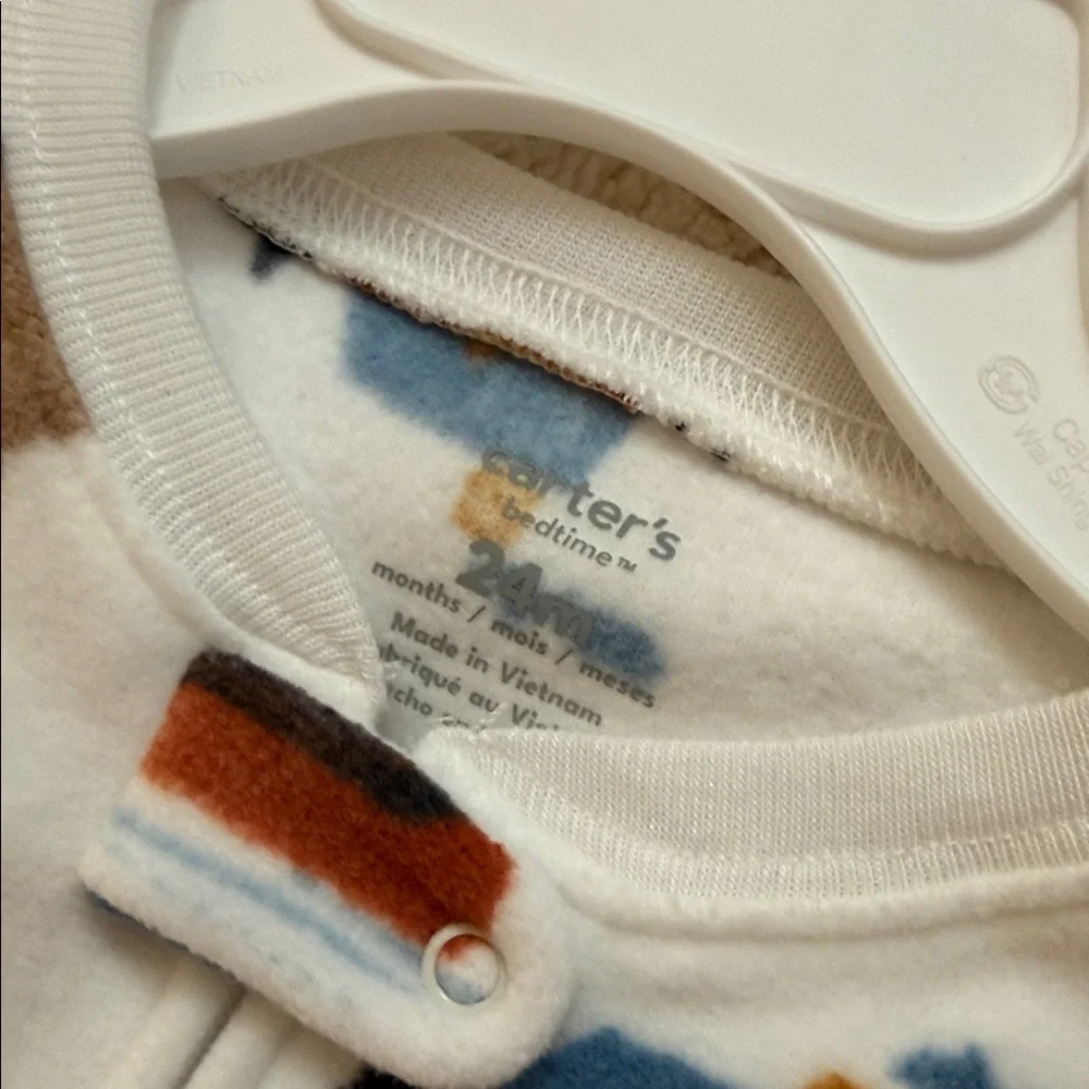 Carter's White and Cream Animal Print Sleepers